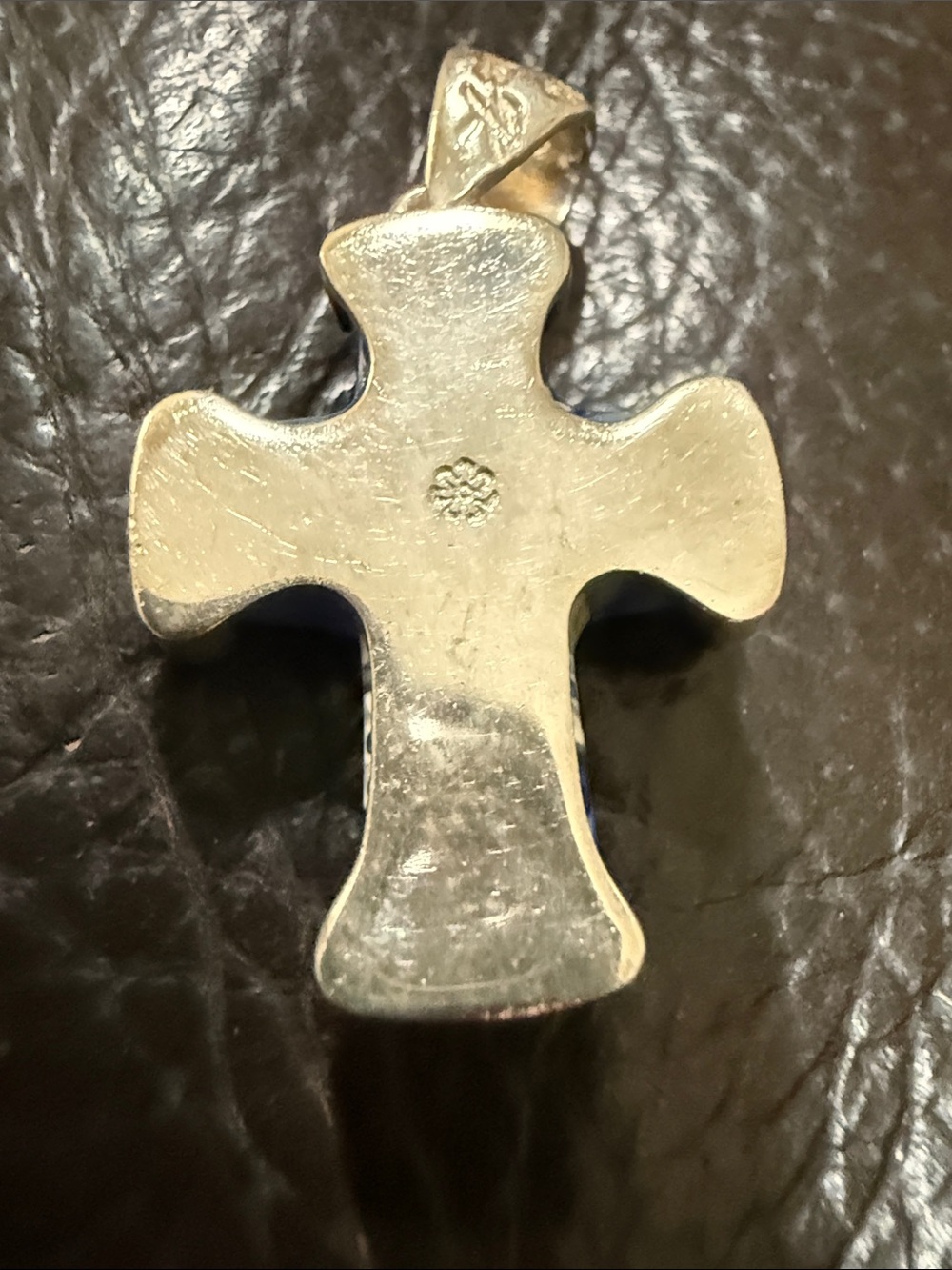 Blue Millefiori-Style Cross Pendant - Picture 2 of 4